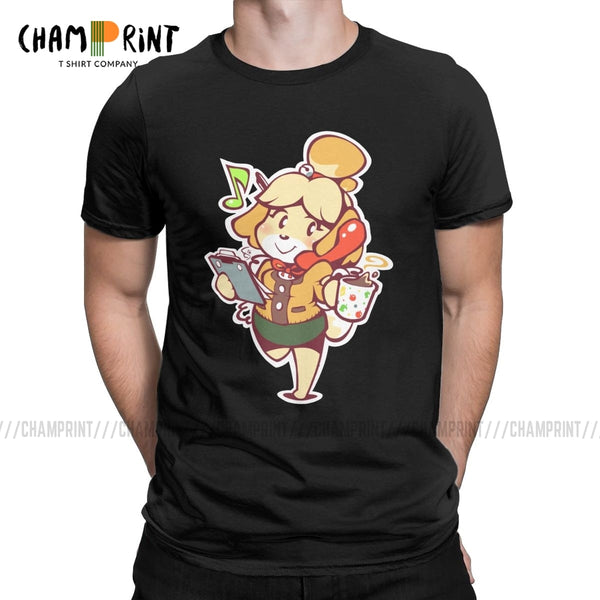 Isabelle Ready For Work T Shirt Men's Pure Cotton Vintage T-Shirt Round Neck Animal Crossing Video Games Tees Clothing Plus Size